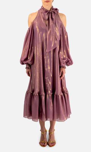 FABRIC CHIFFON LUREX LISO BERENJENA BERRY